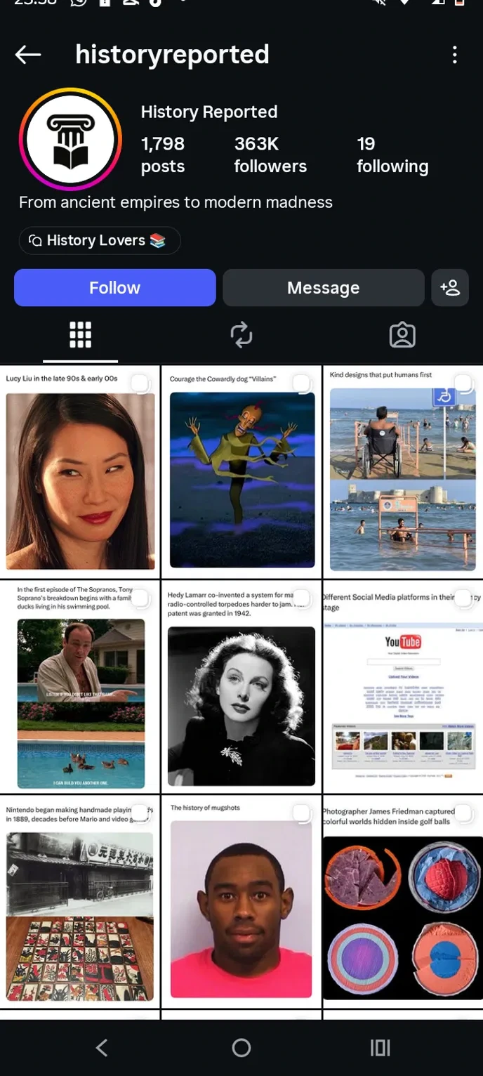 @historyreported Instagram profile