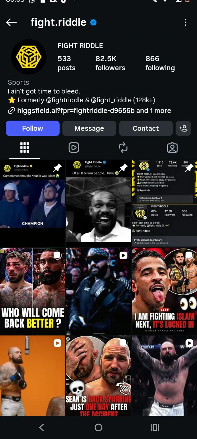 @fight.riddle Instagram profile